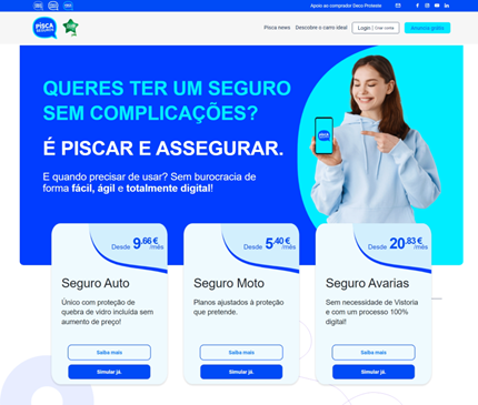 Homepage Pisca Seguros